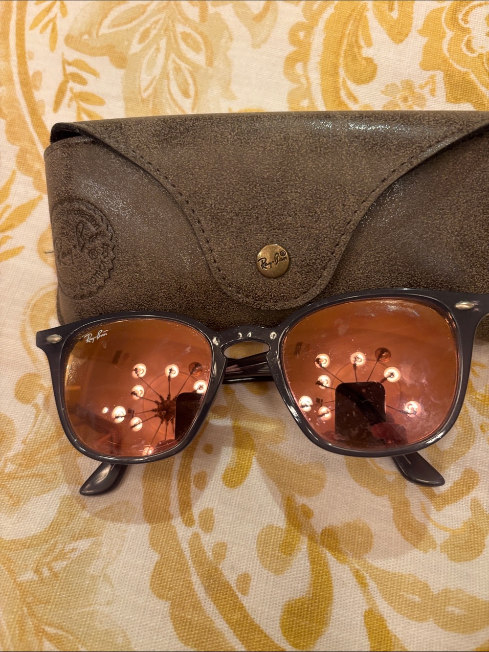 Ray-Ban Women's Black Frame Sunglasses with Pink/Rose Lenses